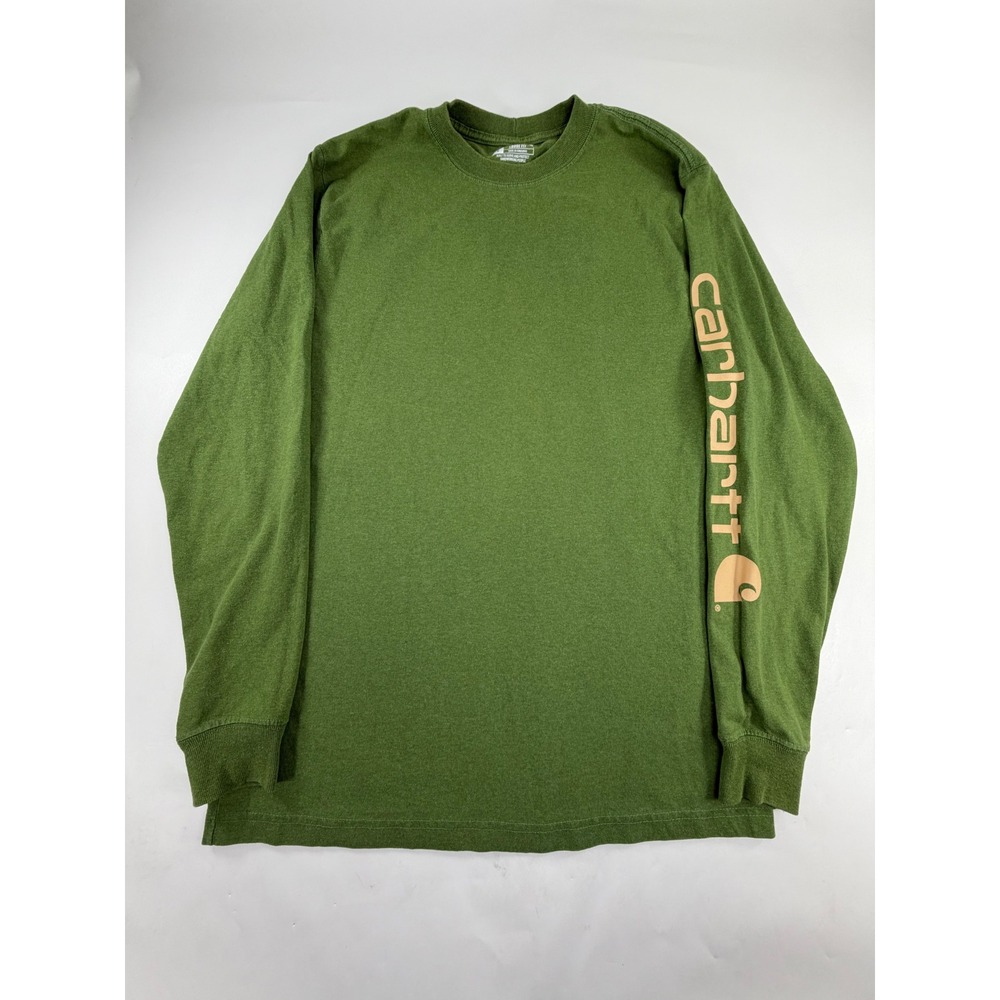Carhartt Mens Loose Fit Long Sleeve Graphic Logo T-Shirt Green Small S